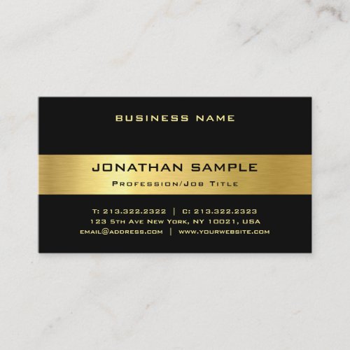 Attractive Black Gold Trendy Luxe Modern Template Business Card