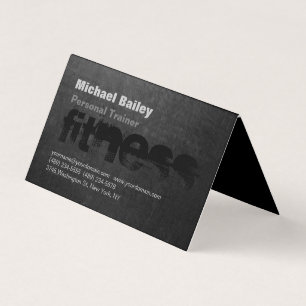 Attractive Black Gray Chalkboard Personal Trainer Business Card