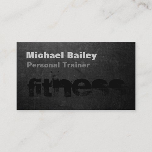 Attractive Black Gray Chalkboard Personal Trainer Business Card