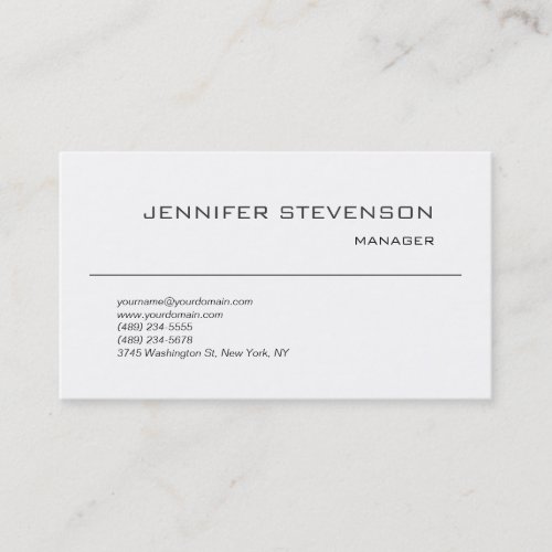 Attractive Black White Modern Minimalist Plain Business Card