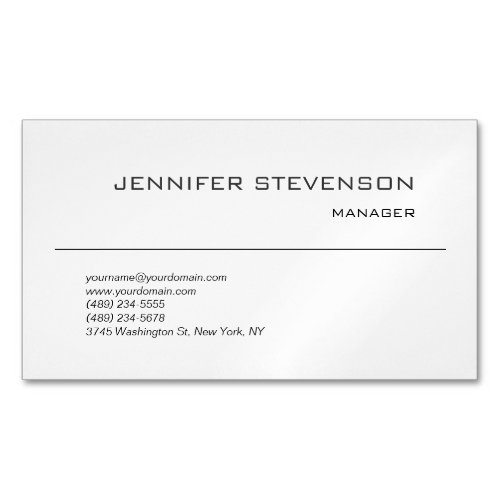 Attractive Black White Modern Minimalist Plain Business Card Magnet