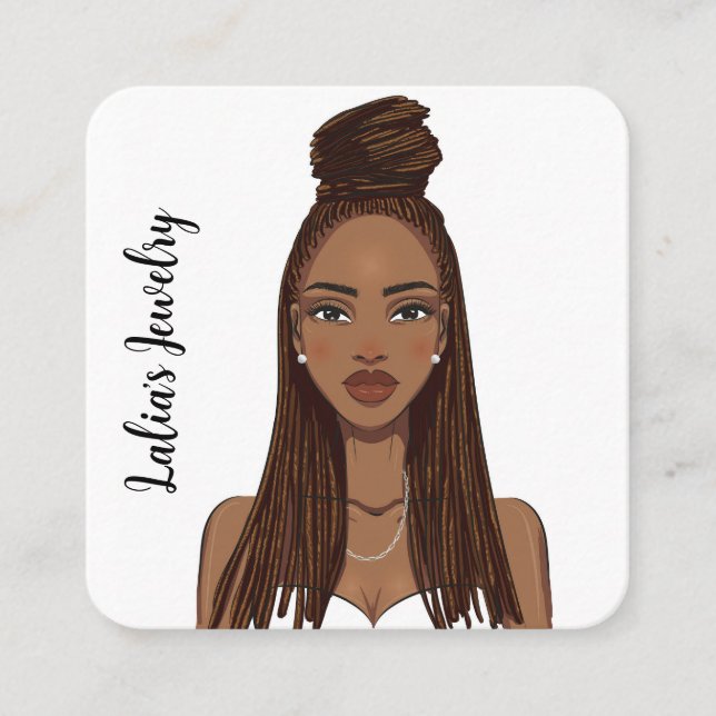 attractive black woman earrings card (Front)