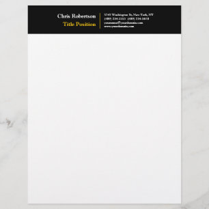 Attractive Black Yellow White Modern Minimalist Letterhead
