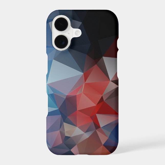 Attractive Blue Red Abstract Pyramid Pattern Iphone Case (Back)