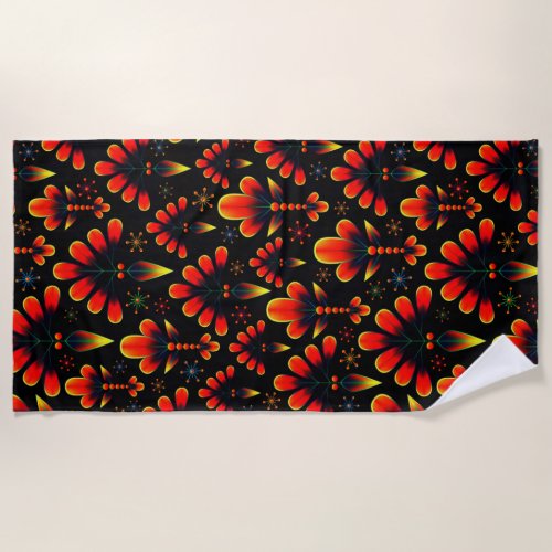 Attractive Busy Orange Pattern  Beach Towel