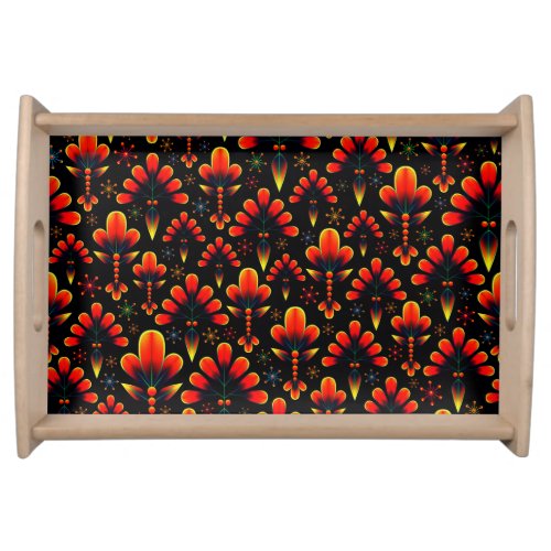 Attractive Busy Orange Pattern  Serving Tray