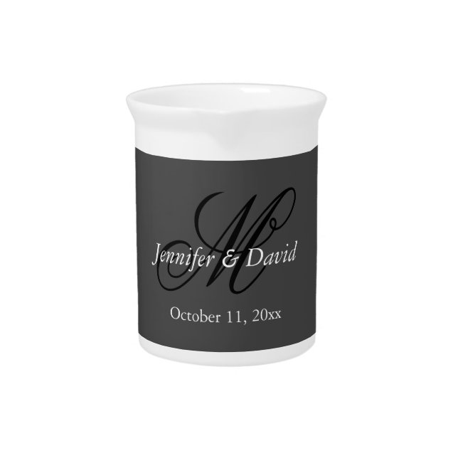 Attractive Calligraphy Monogram Wedding  Beverage Pitcher (Front)