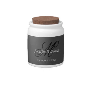 Attractive Calligraphy Monogram Wedding Candy Jar