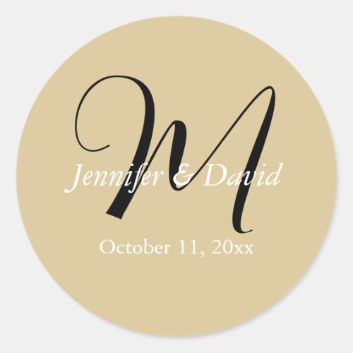 Attractive Calligraphy Monogram Wedding Classic Round Sticker