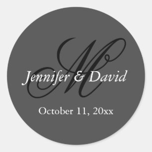 Attractive Calligraphy Monogram Wedding Classic Round Sticker