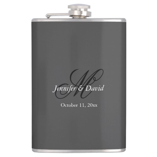 Attractive Calligraphy Monogram Wedding  Flask (Front)