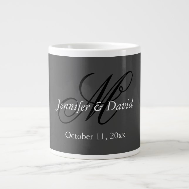 Attractive Calligraphy Monogram Wedding  Giant Coffee Mug (Front)