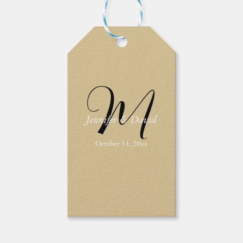 Attractive Calligraphy Monogram Wedding Gift Tags