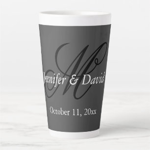 Attractive Calligraphy Monogram Wedding Latte Mug