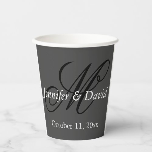 Attractive Calligraphy Monogram Wedding  Paper Cups