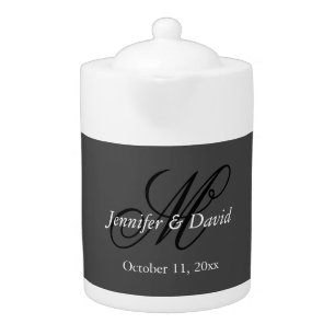 Attractive Calligraphy Monogram Wedding Teapot