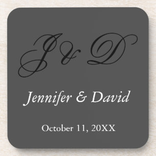 Attractive Calligraphy Script Monogram Wedding Beverage Coaster
