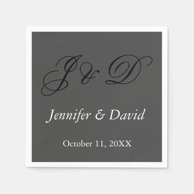 Attractive Calligraphy Script Monogram Wedding Napkins (Front)