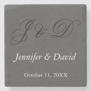 Attractive Calligraphy Script Monogram Wedding Stone Coaster