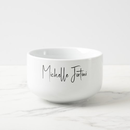 Attractive Calligraphy White Modern Minimalist Soup Mug