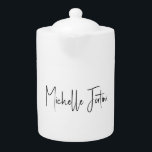 Attractive Calligraphy White Modern Minimalist Teapot<br><div class="desc">Do you think it is difficult to choose a design according to your own personality and tastes? Maybe this design makes your job easier. Look again, this is definitely what you're looking for.</div>