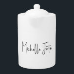 Attractive Calligraphy White Modern Minimalist Teapot<br><div class="desc">Do you think it is difficult to choose a design according to your own personality and tastes? Maybe this design makes your job easier. Look again, this is definitely what you're looking for.</div>