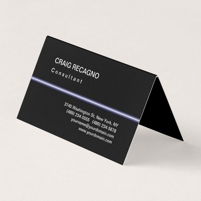 Attractive Charming Black White Blue Business Card (Front)