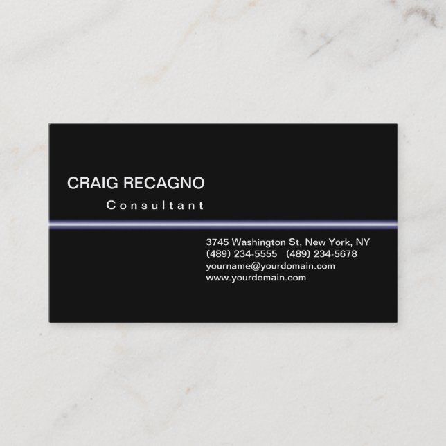 Attractive Charming Black White Blue Business Card (Front)
