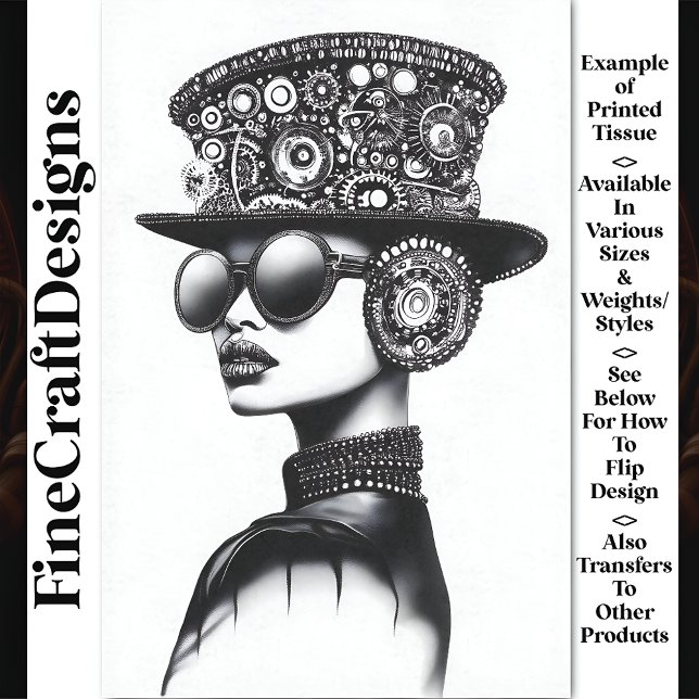 Attractive Chic Steampunk Woman AC7 Decoupage Tissue Paper (Creator Uploaded)