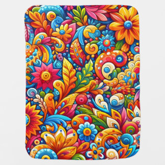 Attractive colorful flowers modern art  baby blanket
