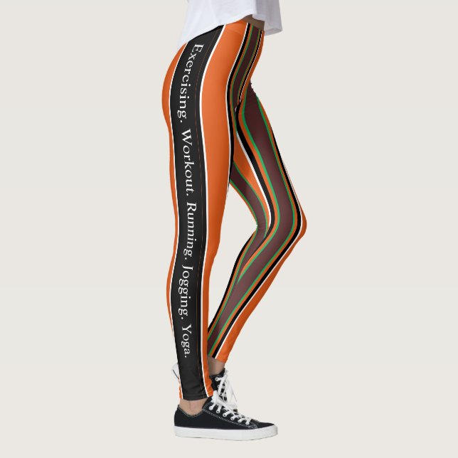 Attractive colors l Orange and green strips Leggings (Right)