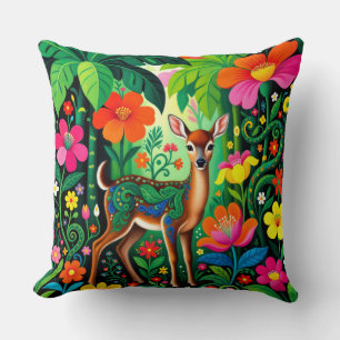 Attractive Fairy Fawn Animal Throw Pillow