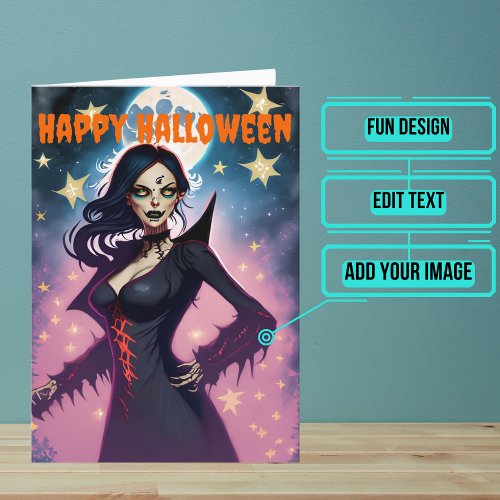 Attractive Female Vampire Halloween Card