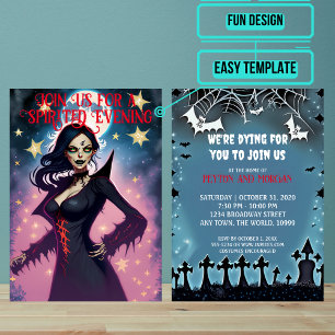 Attractive Female Vampire Halloween Party Invitation