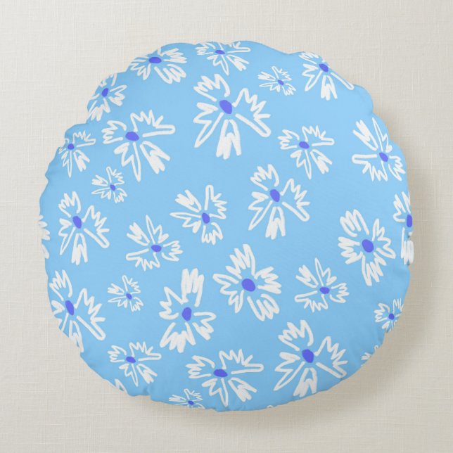 Attractive Floral Bliss Patterned Round Pillow (Front)