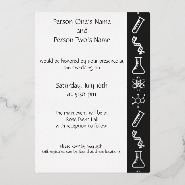 Attractive Forces in Black Foil Invitation (Front)