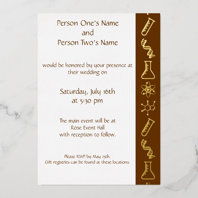 Attractive Forces in Chocolate Foil Invitation (Front)
