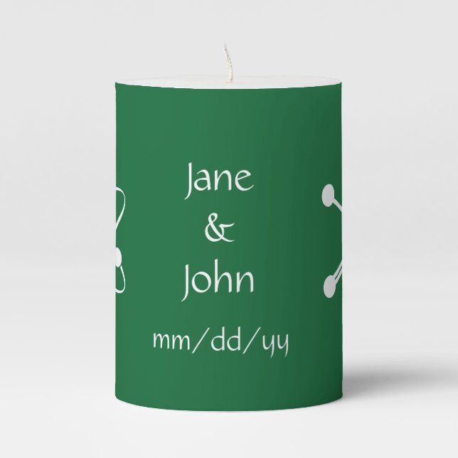Attractive Forces in Green  Pillar Candle (Front)