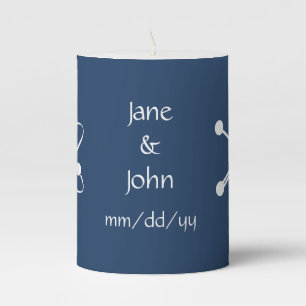 Attractive Forces in Navy  Pillar Candle