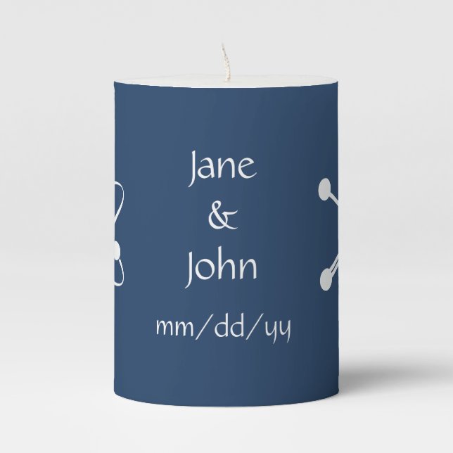 Attractive Forces in Navy  Pillar Candle (Front)
