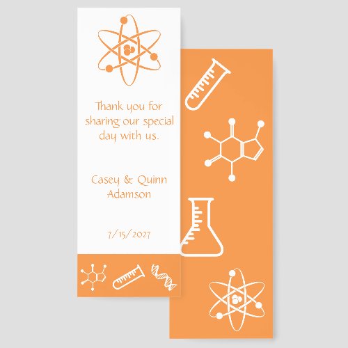 Attractive Forces in Orange Wedding Favor Bookmarks