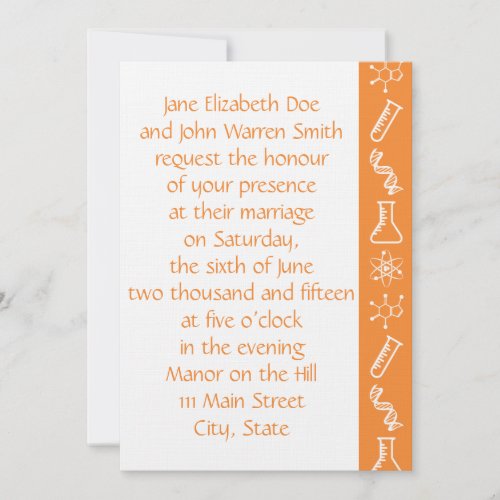 Attractive Forces in Orange Wedding Invitation