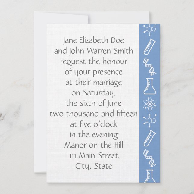 Attractive Forces in Periwinkle Wedding Invitation (Front)