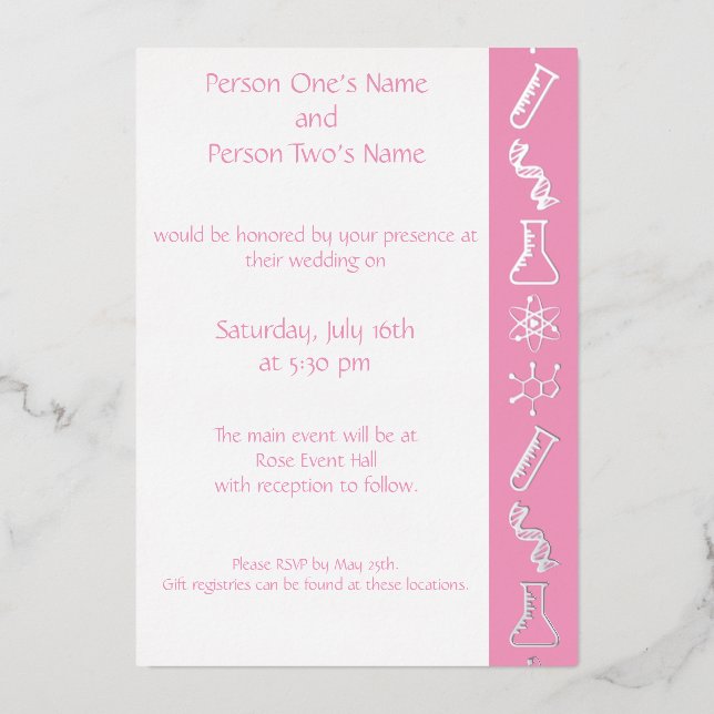 Attractive Forces in Petal Pink Foil Invitation (Front)