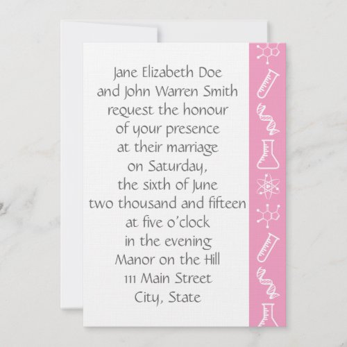 Attractive Forces in Petal Pink Wedding Invitation