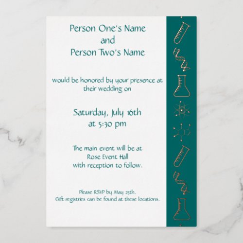Attractive Forces in Teal Foil Invitation
