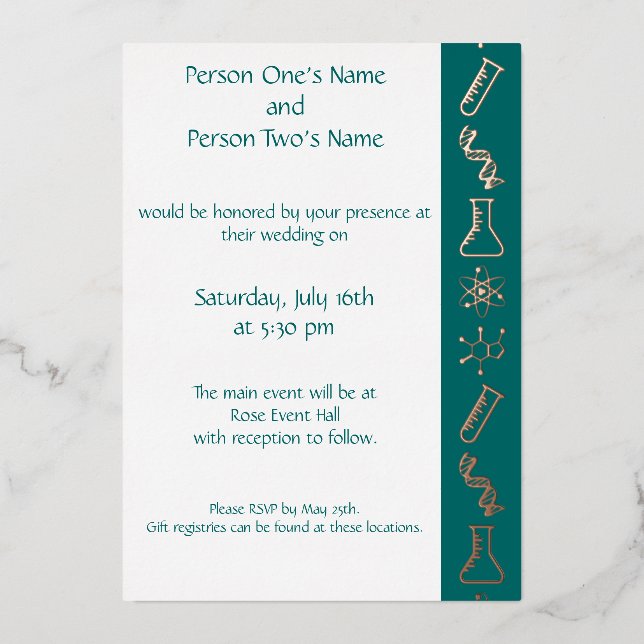 Attractive Forces in Teal Foil Invitation (Front)
