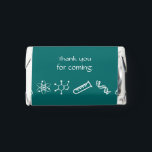 Attractive Forces in Teal Hershey's Miniatures<br><div class="desc">Give your guests a tasty treat to take home at your science-themed wedding or special event with these Hershey’s miniatures, featuring a pattern of white icons including, a test tube, DNA helix, Planetary model atom, and a caffeine molecule below sample text on a rich teal background on the top of...</div>