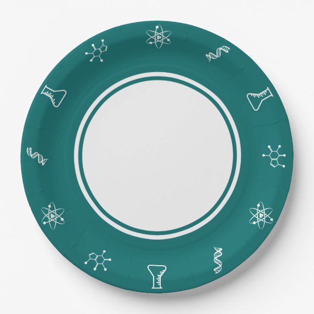 Attractive Forces in Teal Paper Plate (Front)