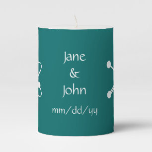 Attractive Forces in Teal  Pillar Candle
